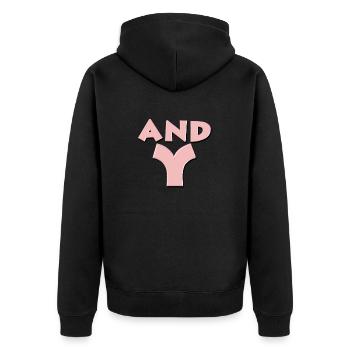 andy2 - Unisex Premium Organic Zip Hoodie - black - Back - Nico (187cm)