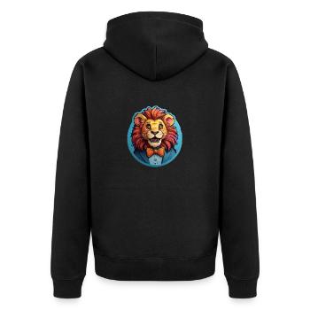 Löwe Comic - Unisex Premium Bio Zip Hoodie - Schwarz - Hinten - Nico (187cm)