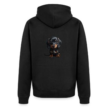 Cute Puppy Dachshund V1 - Unisex Premium Bio Zip Hoodie - Schwarz - Hinten - Nico (187cm)