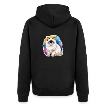 Birman Cat Watercolors - Unisex Premium Organic Zip Hoodie - black - Back - Nico (187cm)