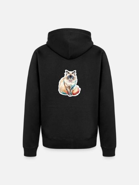 Birmakatze Wasserfarben - Unisex Premium Bio Zip Hoodie - Schwarz