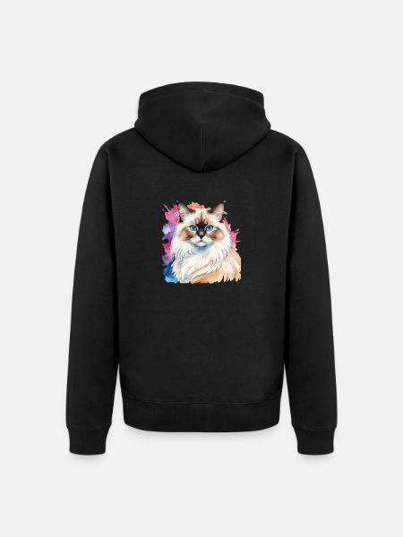 Birmakatze Wasserfarben - Unisex Premium Bio Zip Hoodie - Schwarz