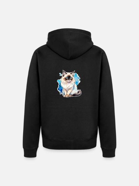 Birmakatze Wasserfarben - Unisex Premium Bio Zip Hoodie - Schwarz