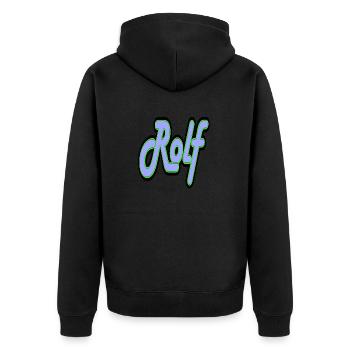 rolf2 - Unisex Premium Organic Zip Hoodie - black - Back - Nico (187cm)