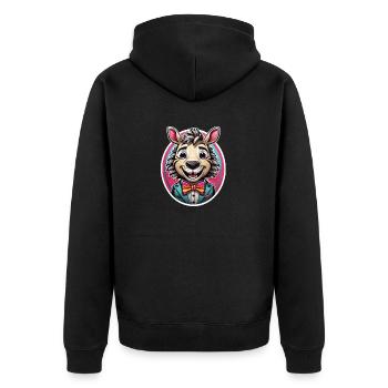 Lustiges Comic Zebra - Unisex Premium Bio Zip Hoodie - Schwarz - Hinten - Nico (187cm)