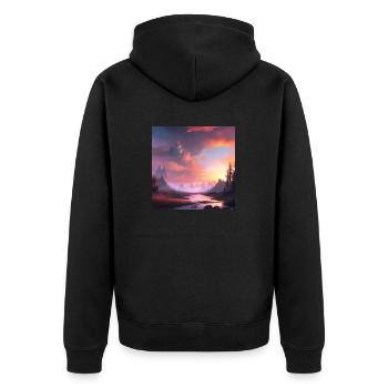 Sonnenaufgang - Unisex Premium Bio Zip Hoodie - Schwarz - Hinten - Nico (187cm)
