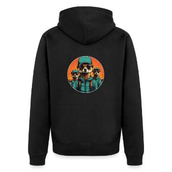 Trois suricates cool avec des lunettes de soleil - Veste à capuche bio Premium Unisexe - noir - Dos - Nico (187cm)