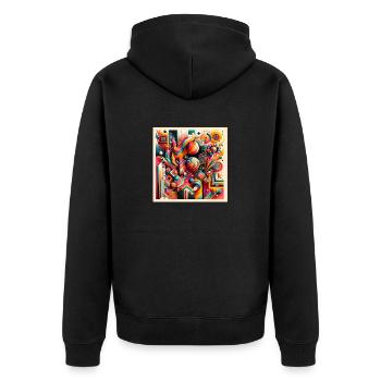 Explosion de couleurs rétro-futuriste - Veste à capuche bio Premium Unisexe - noir - Dos - Nico (187cm)