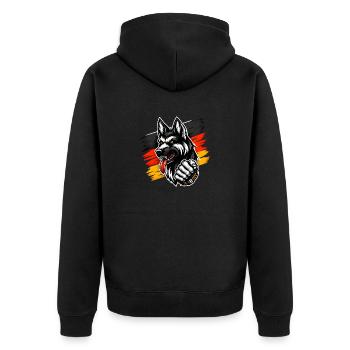Deutscher Schäferhund mit Deutschlandfahne - Unisex Premium Bio Zip Hoodie - Schwarz - Hinten - Nico (187cm)