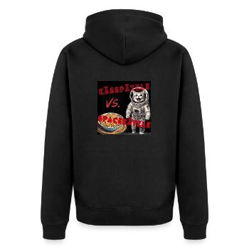 kässpätzle spacekätzle - Unisex Premium Bio Zip Hoodie - Schwarz - Hinten - Nico (187cm)