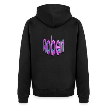 robert2 - Unisex Premium Bio Zip Hoodie - Schwarz - Hinten - Nico (187cm)