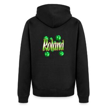 roland2 - Unisex Premium Bio Zip Hoodie - Schwarz - Hinten - Nico (187cm)