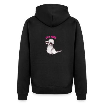 Fly High - Unisex Premium Bio Zip Hoodie - Schwarz - Hinten - Nico (187cm)