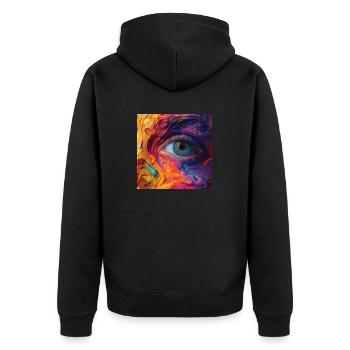 Farbenfrohes Auge - Unisex Premium Bio Zip Hoodie - Schwarz - Hinten - Nico (187cm)