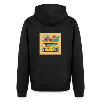 Sunbeam Express : la magie des fleurs au pastel - Veste à capuche bio Premium Unisexe - noir - Dos - Nico (187cm)