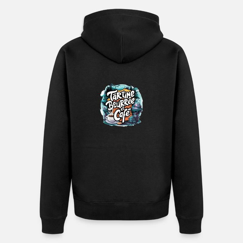 tartine beurrée et café - Veste à capuche bio Premium Unisexe - noir
