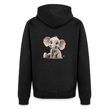 Little young funny elephant - Unisex Premium Organic Zip Hoodie - black - Back - Nico (187cm)