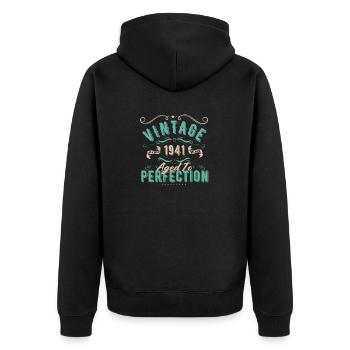 Jahrgang 1941 - 1941 Geburtstagsgeschenk - Unisex Premium Bio Zip Hoodie - Schwarz - Hinten - Nico (187cm)