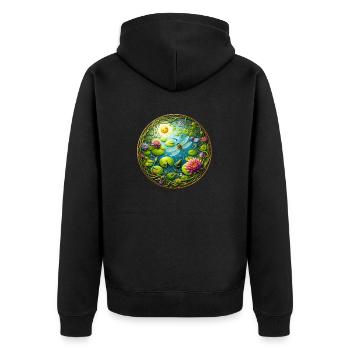 See Leben - Unisex Premium Bio Zip Hoodie - Schwarz - Hinten - Nico (187cm)