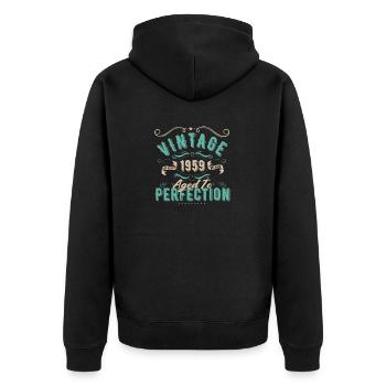 Jahrgang 1959 - 1959 Geburtstagsgeschenk - Unisex Premium Bio Zip Hoodie - Schwarz - Hinten - Nico (187cm)