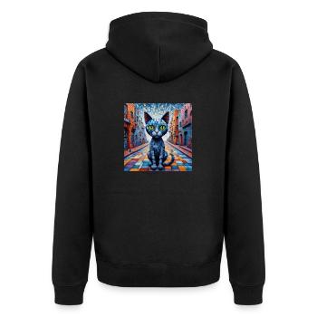 Surreal Pop Animals 11 Cat - Unisex Premium Organic Zip Hoodie - black - Back - Nico (187cm)