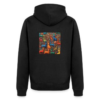 Surreal Pop Animals 10 - Unisex Premium Organic Zip Hoodie - black - Back - Nico (187cm)