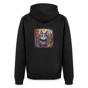 Surreale Pop-Tiere 8 Katze - Unisex Premium Bio Zip Hoodie - Schwarz - Hinten - Nico (187cm)
