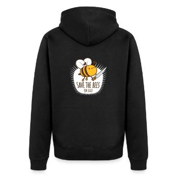 Rettet die Bienen oder sonst Messer Lustig Niedliche Biene Imker - Unisex Premium Bio Zip Hoodie - Schwarz - Hinten - Nico (187cm)