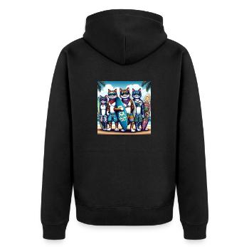 Gato Loco SurferDudes Chats Planche De Surf - Veste à capuche bio Premium Unisexe - noir - Dos - Nico (187cm)