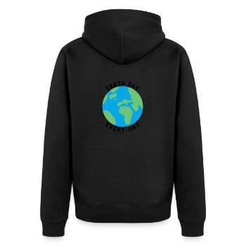 Earth Day EveryDay - Unisex Premium Bio Zip Hoodie - Schwarz - Hinten - Nico (187cm)
