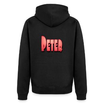 peter2 - Unisex Premium Bio Zip Hoodie - Schwarz - Hinten - Nico (187cm)