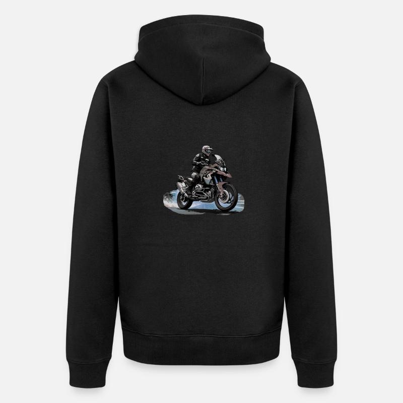 Biker auf grauen Motorrad - Unisex Premium Bio Zip Hoodie - Schwarz