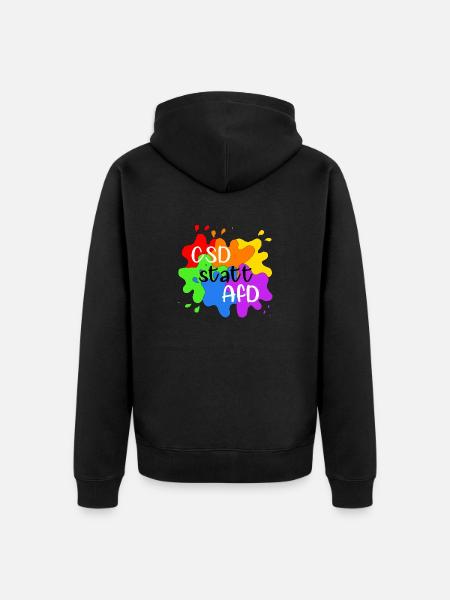 CSD statt AfD - Unisex Premium Bio Zip Hoodie - Schwarz