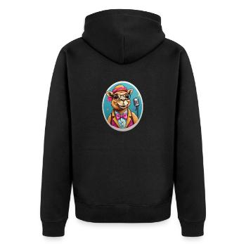 Lustiges Comic Kamel - Unisex Premium Bio Zip Hoodie - Schwarz - Hinten - Nico (187cm)