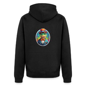 Lustiges Comic Krokodiel - Unisex Premium Bio Zip Hoodie - Schwarz - Hinten - Nico (187cm)