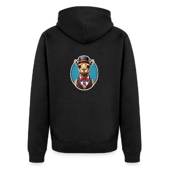 Lustiges Comic Kamel - Unisex Premium Bio Zip Hoodie - Schwarz - Hinten - Nico (187cm)