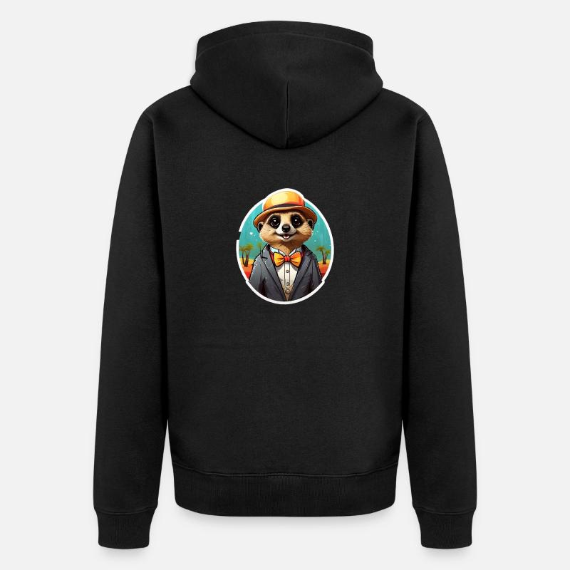 Drôle Bande Dessinée Suricate - Veste à capuche bio Premium Unisexe - noir