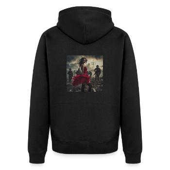 Red Lady - Unisex Premium Bio Zip Hoodie - Schwarz - Hinten - Nico (187cm)