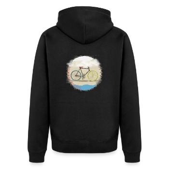 Kein Sprit, nur fahren - Fahrrad Radfahren Kunstdesign - Unisex Premium Bio Zip Hoodie - Schwarz - Hinten - Nico (187cm)