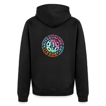 Kitesurfing - Unisex Premium Bio Zip Hoodie - Schwarz - Hinten - Nico (187cm)