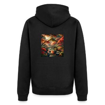 Japan Vintage Garden Fall - Unisex Premium Organic Zip Hoodie - black - Back - Nico (187cm)