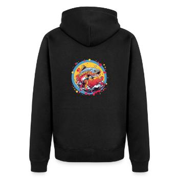 Forelle im bunten Farbkreis - Unisex Premium Bio Zip Hoodie - Schwarz - Hinten - Nico (187cm)