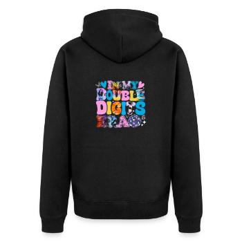 In My Double Digits Era Funny 10th Birthday Girl - Unisex Premium Organic Zip Hoodie - black - Back - Nico (187cm)