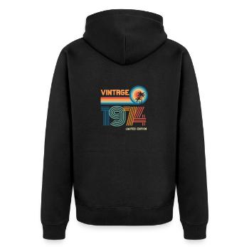 Vintage 1974 limited edition - Veste à capuche bio Premium Unisexe - noir - Dos - Nico (187cm)