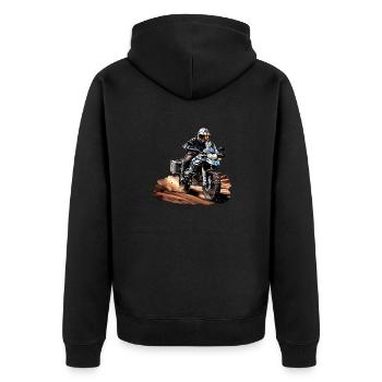 Motorcycle GS off-road - Unisex Premium Organic Zip Hoodie - black - Back - Nico (187cm)