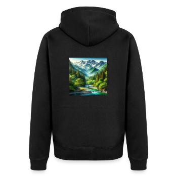Japan Vintage Nature - Unisex Premium Organic Zip Hoodie - black - Back - Nico (187cm)