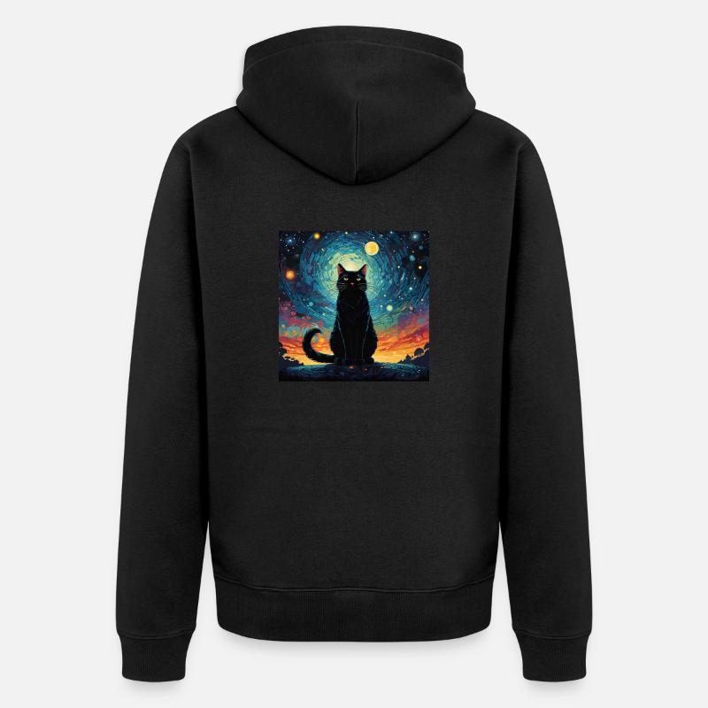 Schwarze Katze Chat Noir - Veste à capuche bio Premium Unisexe - noir