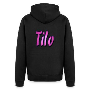 tilo2 - Unisex Premium Bio Zip Hoodie - Schwarz - Hinten - Nico (187cm)