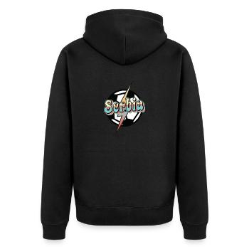 Serbien Fußball - Unisex Premium Bio Zip Hoodie - Schwarz - Hinten - Nico (187cm)