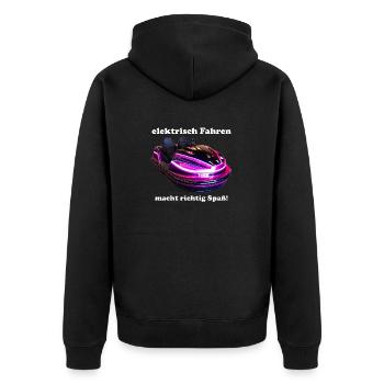 Conduire une voiture électrique, c’est amusant - Veste à capuche bio Premium Unisexe - noir - Dos - Nico (187cm)